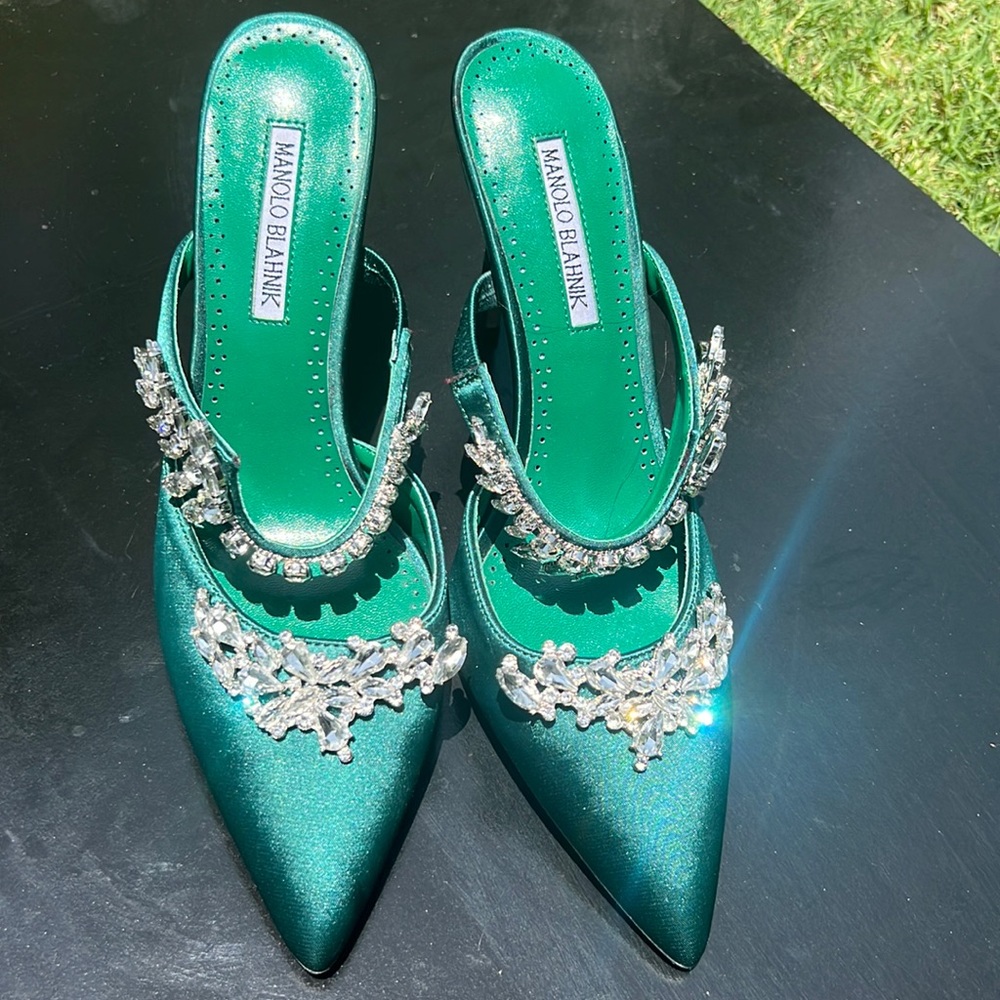 Green Manolo Blanik Heels